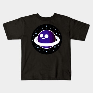 Adorable Smiling Saturn - Midnight and Ivory Kids T-Shirt